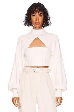 NWT Significant Other Lia Crop Knit Top Twist Front Cutout US 6 Cream Neutral